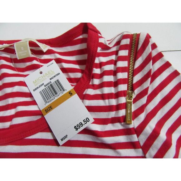 Michael Kors Womens Ruched Scrunch Shirt Macintosh Red Size Small NWT - Picture 4 of 5